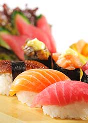 Can I Eat Sushi or Pizza on a Low Carb Diet? Picture of Various Sushi Pieces Like Salmon and Tuna.