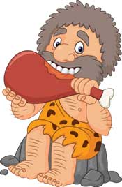 Is Low Carb a Fad Diet? Picture of a Caveman Eating a Chicken Drumstick.