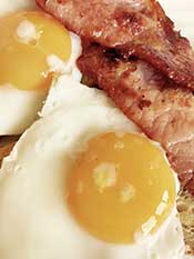 Bacon and Eggs is a Good Low Carb Breakfast Picture of Bacon and Eggs - Typical Low Carb Breakfast.