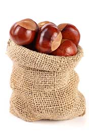 Roasted Chestnuts: A Healthy and Delicious Food. Bag of Chestnuts Ready For Roasting.
