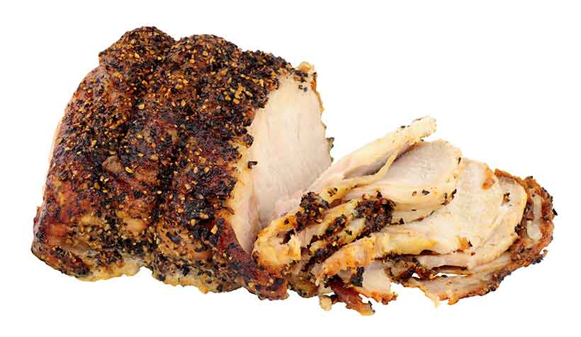 Roasted Peppered Pork Joint. A Joint of Sliced Pork.