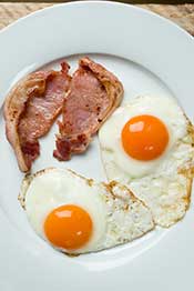 Picture of Bacon and Eggs: a High Satiety Meal Choice.