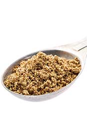 Fllaxseed Meal in a Serving Size Scoop Spoon.