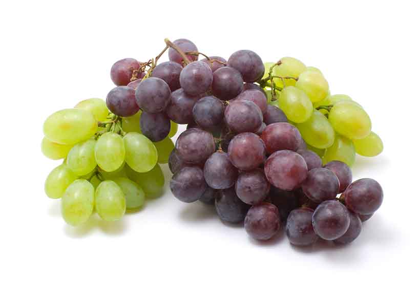 A Bunch of Green and Purple Grapes.