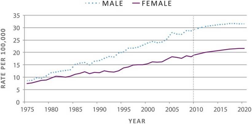 Data Showing Prevalence Rates of Melanoma Skin Cancer By Gender.