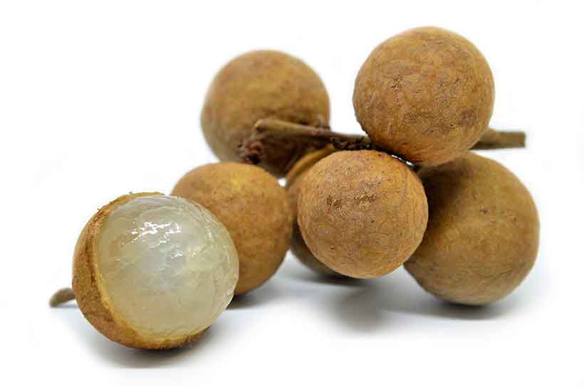 Peeled and Unpeeled Longan Fruits.